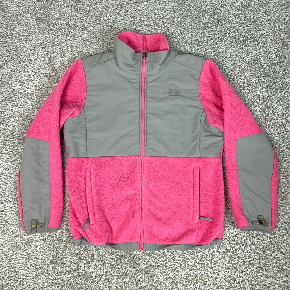 North Face Jacket Kids Girls Large Pink Gray Winter Denali Polartec Fleece Youth